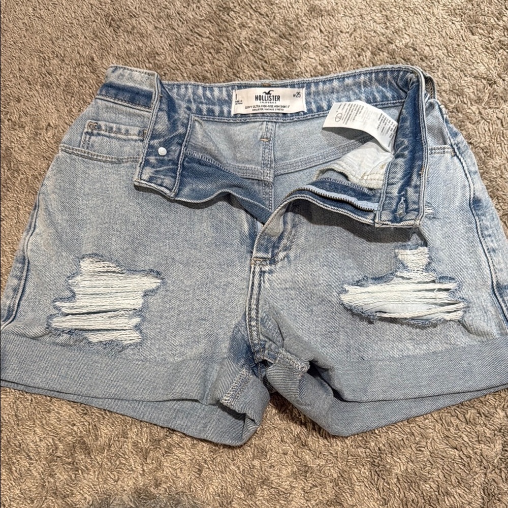 Hollister Light Blue Distressed Jean Shorts